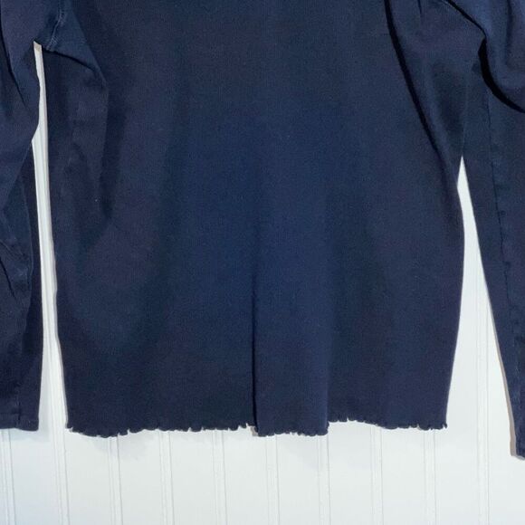 Tommy Hilfiger 1/4 Button Top Women’s XLarge Blue Long Sleeve Ruffled Neck & Hem - Picture 11 of 11